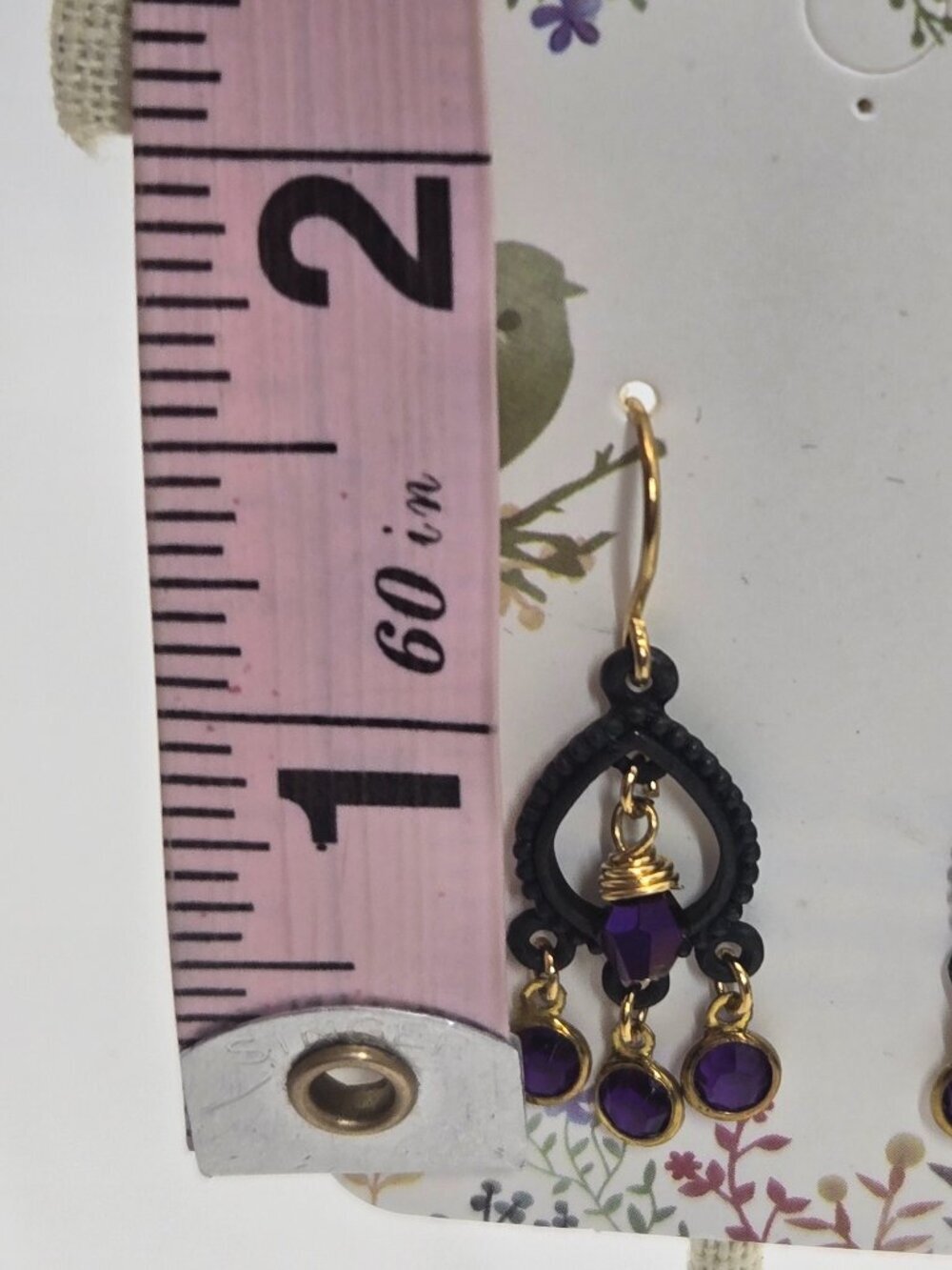 Purple Black & Gold Earrings with Sparkle Handmade Item 68 - Picture 2 of 4